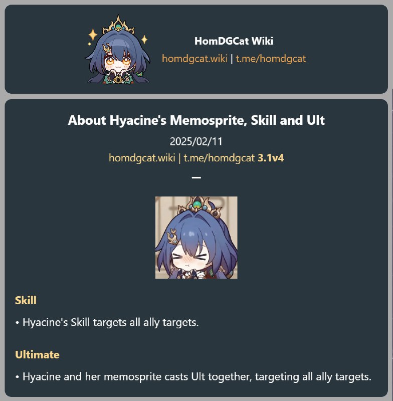 「HSR」😘 About Hyacine's Memosprite, Skill and Ult[HomDGCat] #HSRhomdgcat.wiki/sr/future