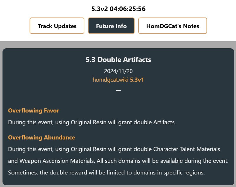 「GI 5.3v1」Double Artifact Event[HomDGCat] #GIhomdgcat.wiki/gi/future