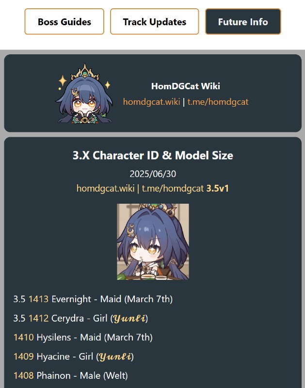 「铁 3.5v1」😋 角色体型表更新：长夜月、刻律德菈将在剧情中登场#妮可少女 #星穹铁道homdgcat.wiki/sr/future「HSR 3.5v1」😋 Character Model Sizes: Evernight and Cerydra will appear in story[HomDGCat] #HSRhomdgcat.wiki/sr/future