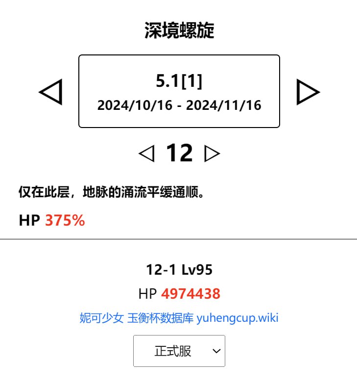 「原」有不少人问为啥今天更新的渊月螺旋好像怪全都变肉了因为四年来没改过的12层血量倍数，这期改了（250%→375%）从这期开始，以后每期的12层血量倍数，都有可能变化「原」有不少人问为啥今天更新的渊月螺旋好像怪全都变肉了因为四年来没改过的12层血量倍数，这期改了（250%→375%）从这期开始，以后每期的12层血量倍数，都有可能变化