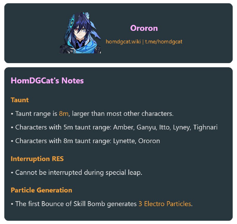 「GI 5.2v1」Ororon Taunt, Interruption RES, Particle Gen#HomDGCat #GIhomdgcat.wiki/gi/char/105