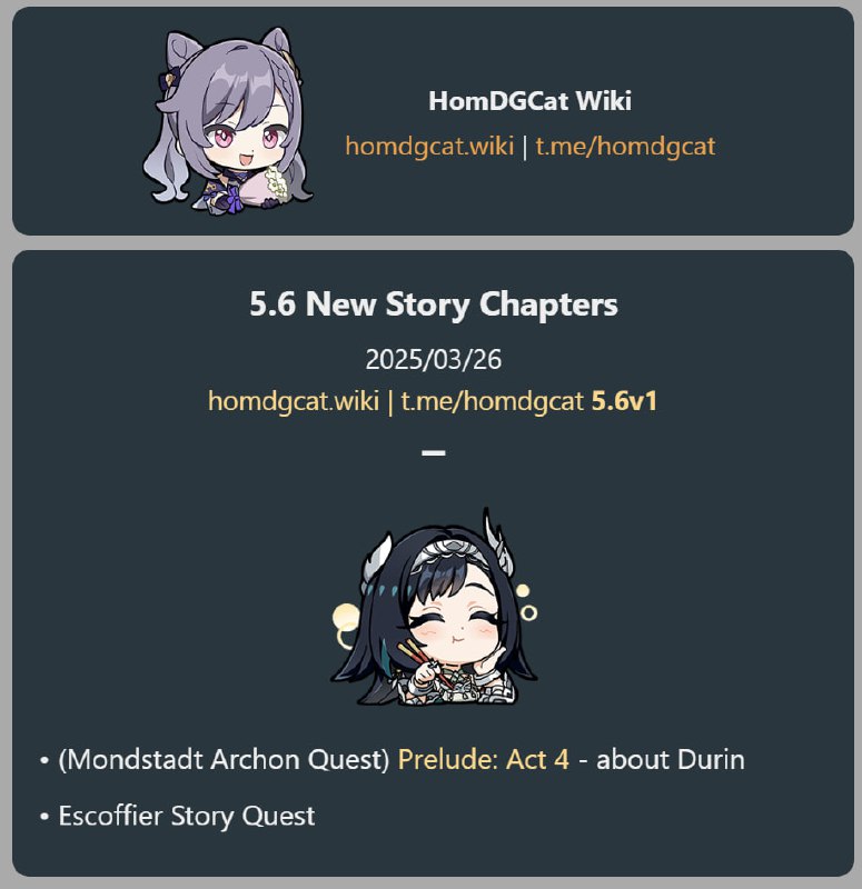 「GI 5.6v1」😘 New Story Chapters[HomDGCat] #GIhomdgcat.wiki/gi/future