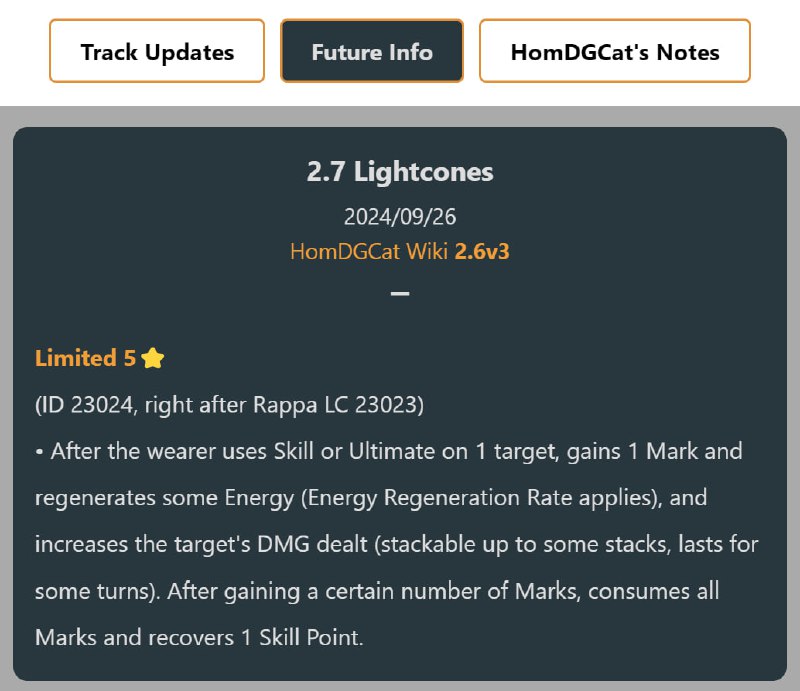 「HSR」2.7+ 5-Star Lightcone#HomDGCat #HSRhomdgcat.wiki/sr/futureDim posted about this a while ago; I'm just adding a bit of detail.