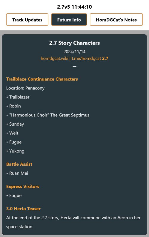 「HSR 2.7」😋 Updated 2.7 Story Characters[HomDGCat] #HSRhomdgcat.wiki/sr/future
