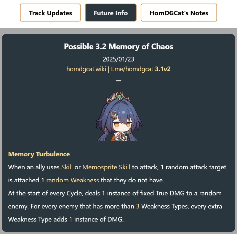 「HSR 3.1v2」😘 Possible 3.2 Memory of Chaos[HomDGCat] #HSRhomdgcat.wiki/sr/