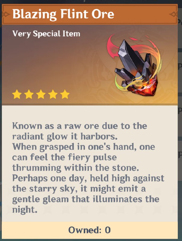 「GI」Pyro Traveler & these two valuable materials#HomDGCat #GICode name suggests that Blazing Flint Ore is likely the Pyro Traveler's Constellation material.The use of The Cornerstone of Stars and Flames is unknown. As it is a Character Level-Up Material, I guess 6 of these can summon the Pyro Traveler I guess it replaces the Weekly Boss materials in the Traveler's talent upgrades.「GI」Pyro Traveler & these two valuable materials#HomDGCat #GICode name suggests that Blazing Flint Ore is likely the Pyro Traveler's Constellation material.The use of The Cornerstone of Stars and Flames is unknown. As it is a Character Level-Up Material, I guess 6 of these can summon the Pyro Traveler I guess it replaces the Weekly Boss materials in the Traveler's talent upgrades.