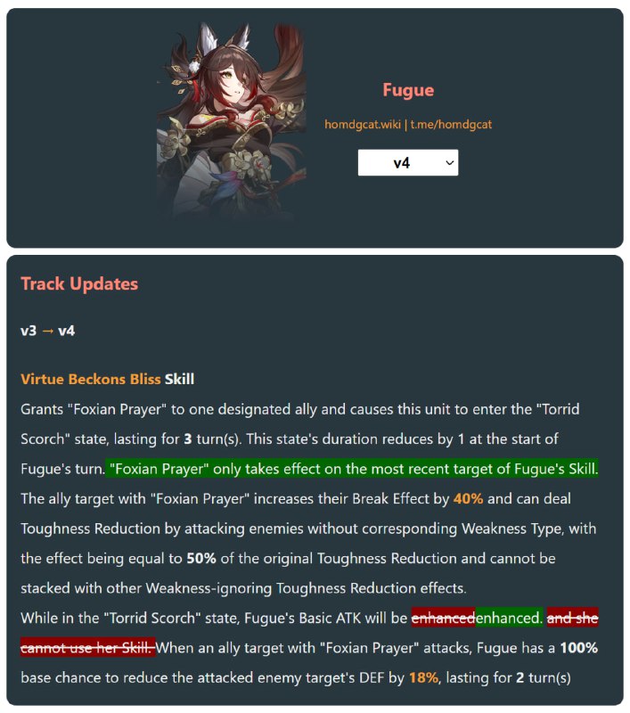 「HSR 2.7v4」😋 Fugue Changes[HomDGCat] #HSRhomdgcat.wiki/sr/char/1225