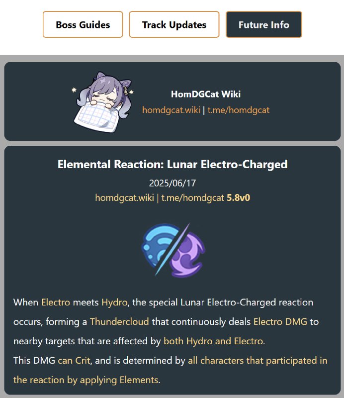 「GI 5.8v0」😘 Elemental Reaction: Lunar Electro-Charged[HomDGCat] #GIhomdgcat.wiki/gi/future