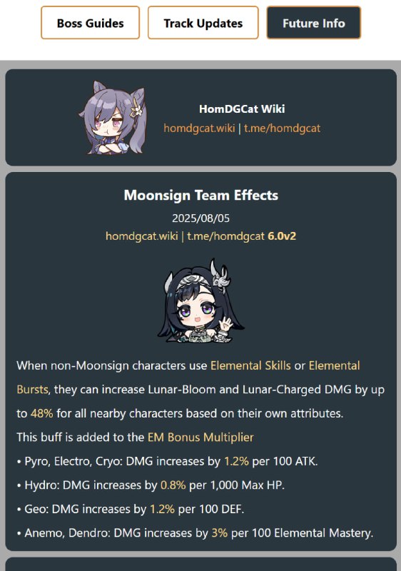 「原 6.0v2」😘 月兆队伍效果：队伍月反应额外增伤 48%#妮可少女 #原神homdgcat.wiki/gi/future「GI 6.0v2」😘 Moonsign Team Effects: Lunar Reaction DMG increased by an extra 48%[HomDGCat] #GIhomdgcat.wiki/gi/future