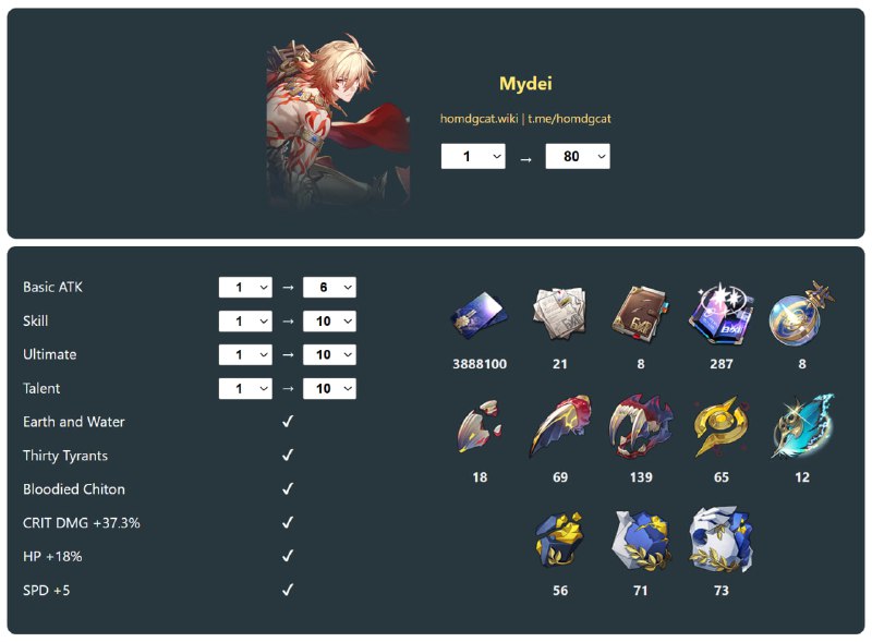 「HSR 3.1v1」😘 Tribbie & Mydei Materials[HomDGCat] #HSRhomdgcat.wiki/sr/char