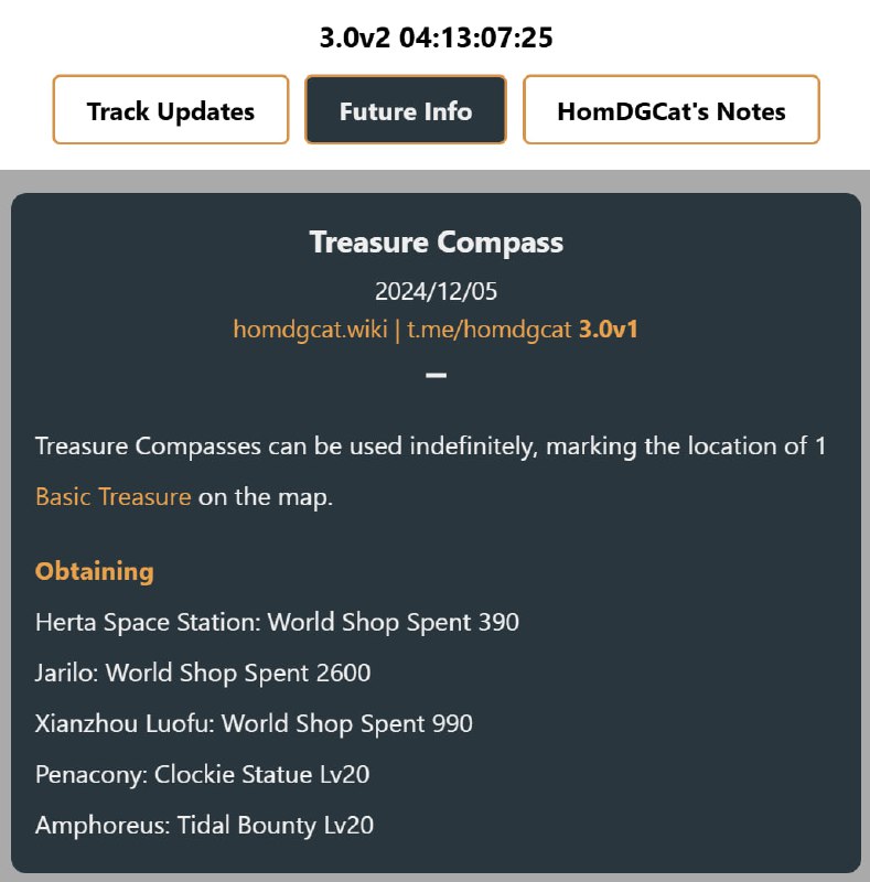 「HSR 3.0v1」😘 Treasure Compasses[HomDGCat] #HSRhomdgcat.wiki/sr/future