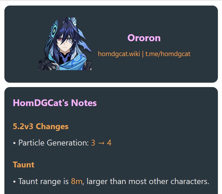 「GI 5.2v3」Chasca & Ororon ChangesChascaNightsoul and Phlogiston consumption decreased by 30%Passive 1 is added to the DMG Bonus multiplierOroronParticle Generation 3→4[HomDGCat] #GIhomdgcat.wiki/gi/char「GI 5.2v3」Chasca & Ororon ChangesChascaNightsoul and Phlogiston consumption decreased by 30%Passive 1 is added to the DMG Bonus multiplierOroronParticle Generation 3→4[HomDGCat] #GIhomdgcat.wiki/gi/char