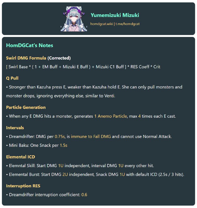 「GI 5.4v1」😘 Corrected Mizuki DMG formula[HomDGCat] #GIhomdgcat.wiki/gi/Mizuki