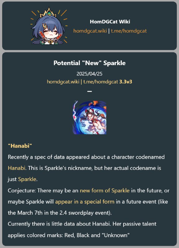 「HSR 3.3v3」😘 Sparkle[HomDGCat] #HSRhomdgcat.wiki/sr/future