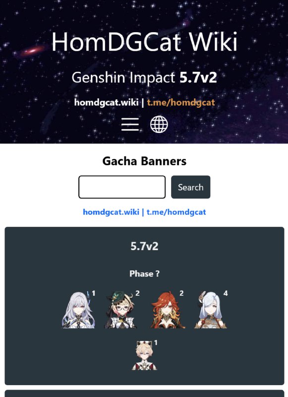 「GI 5.7v2」😘 Banner Data[HomDGCat] #GIhomdgcat.wiki/gi/banner