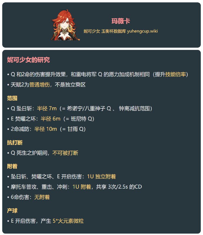 「原 5.3v1」玛薇卡深度机制：附着 范围 抗打断 产球#妮可少女 #原神homdgcat.wiki/gi/char/Mavuika