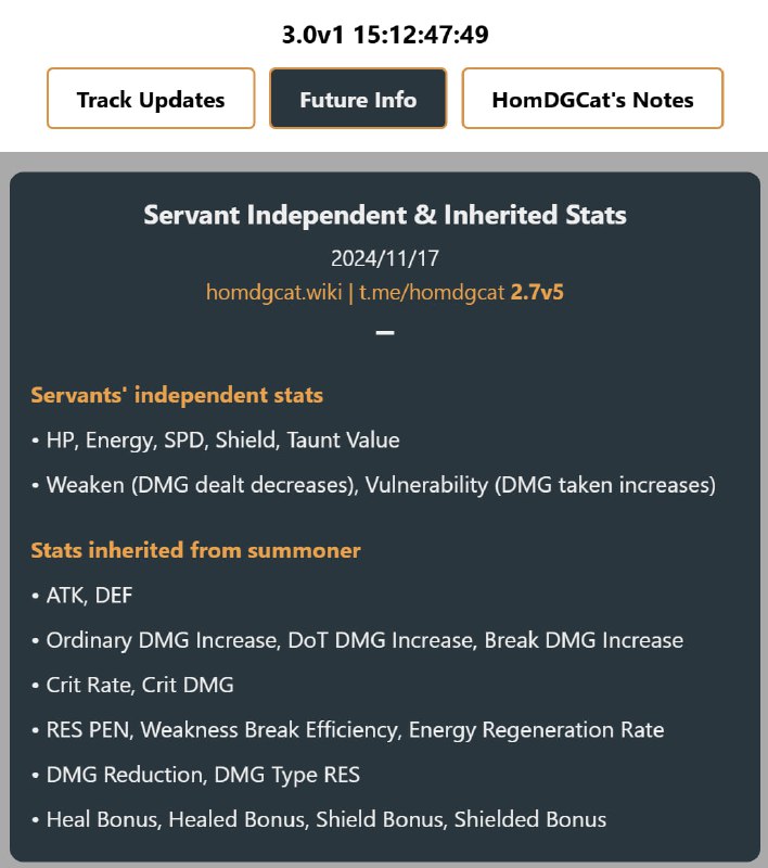 「HSR」😋 Servant Independent & Inherited Stats[HomDGCat] #HSRhomdgcat.wiki/sr/future