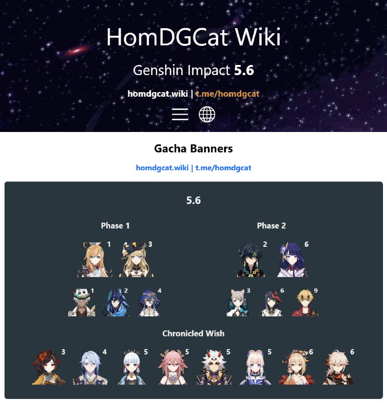 「GI 5.6」😘 Live Banner Data[HomDGCat] #GIhomdgcat.wiki/gi/banner