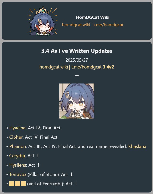 「HSR 3.4v2」😋 3.4 As I've Written updates: 11 new stories[HomDGCat] #HSRhomdgcat.wiki/sr/future