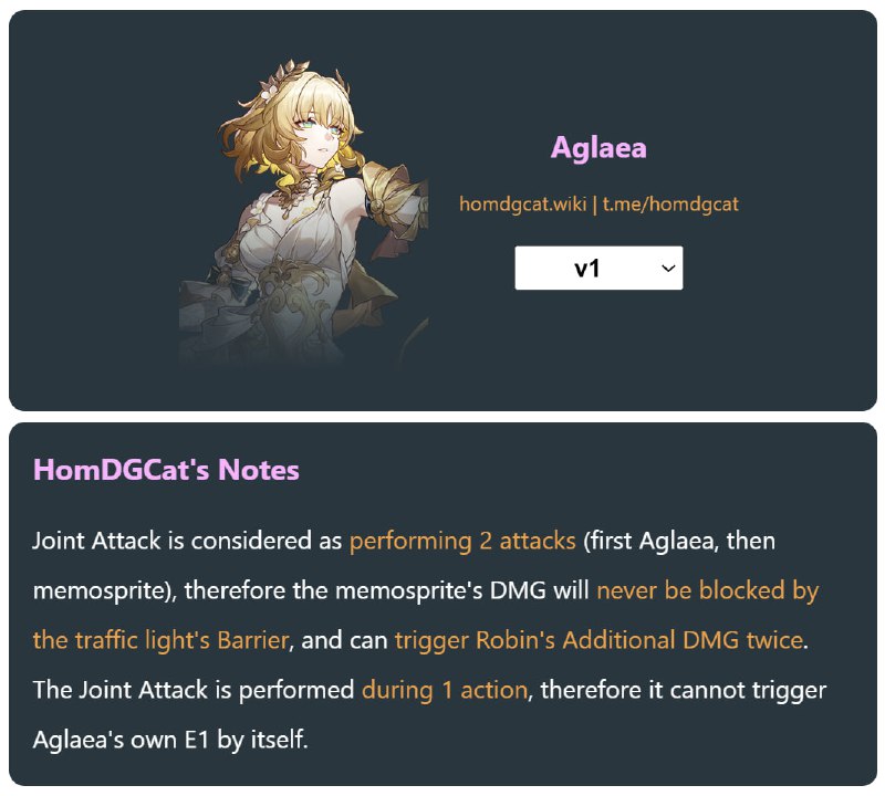 「HSR 3.0v1」😘 About Aglaea's Joint Attack[HomDGCat] #HSRhomdgcat.wiki/sr/1402