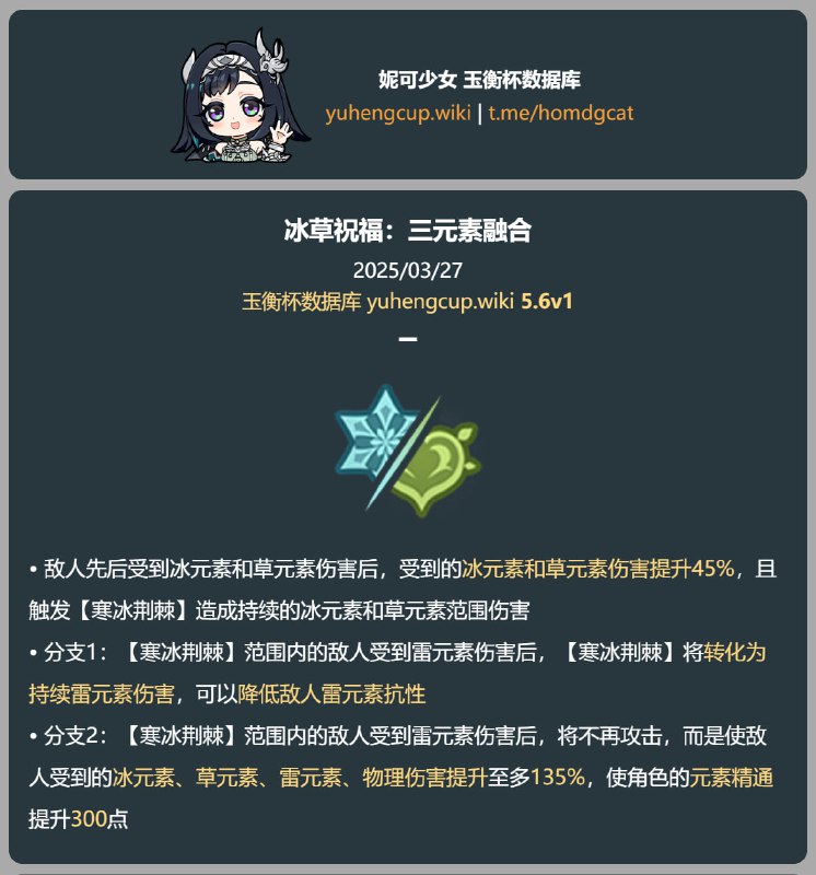 「原 5.6v1」😘 冰草祝福：冰草雷3元素融合#妮可少女 #原神homdgcat.wiki/gi/future
