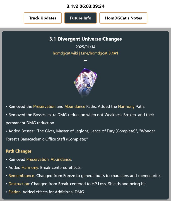 「HSR 3.1v1」😘 3.1 Divergent Universe Changes[HomDGCat] #HSRhomdgcat.wiki/sr/future
